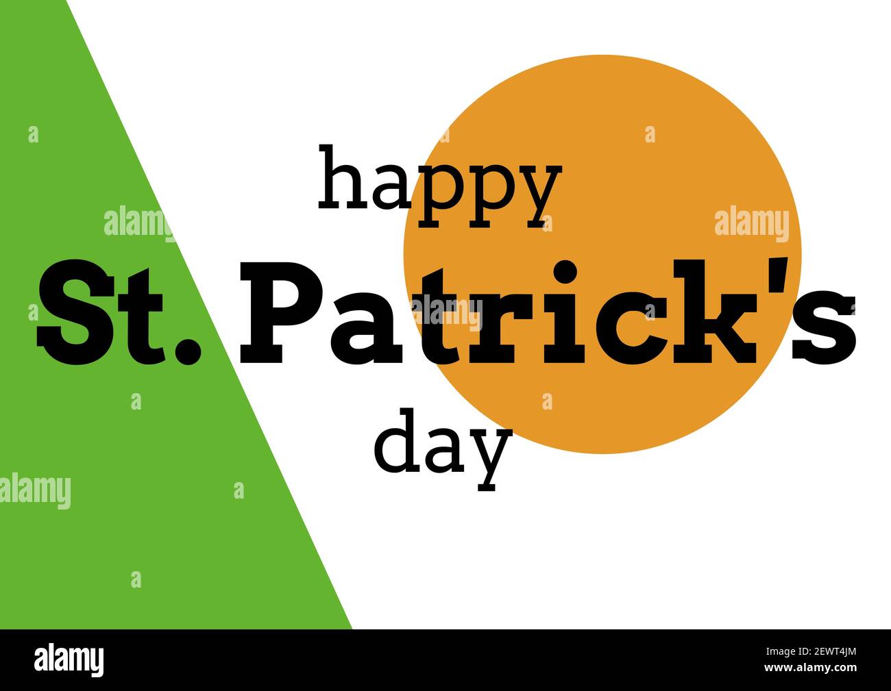 Bonne journée de Saint patrick sur un cercle orange et un triangle vert sur fond blanc Banque D'Images