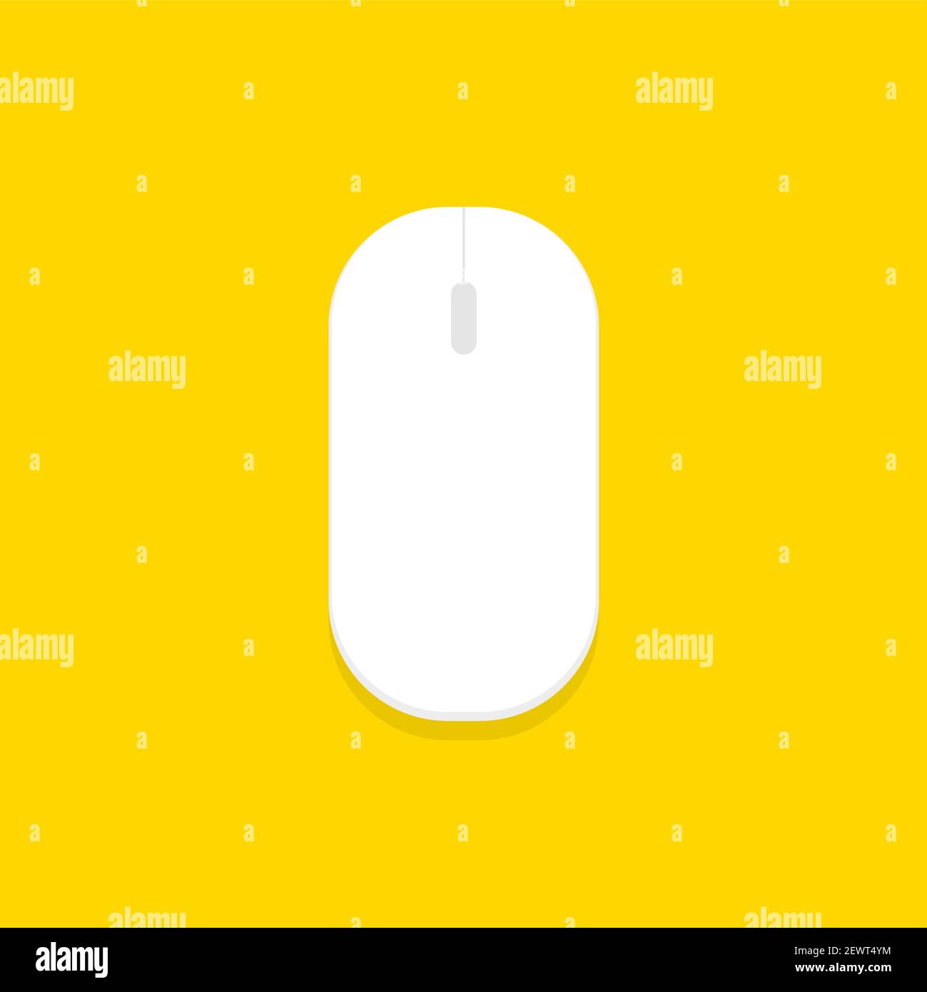 Simple souris sans fil. Icône de la souris de l'ordinateur sur fond jaune. Illustration de Vecteur