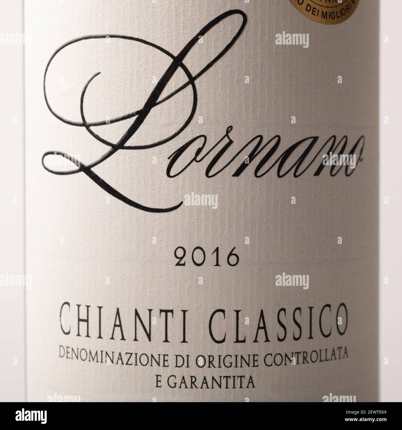 2016 étiquette de bouteille de vin Lornano Chianti Classico Banque D'Images