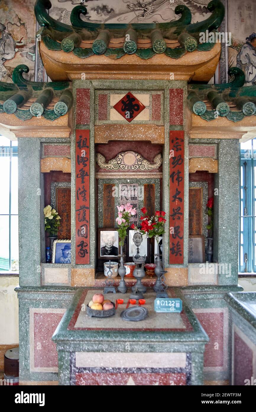 Xie Weili sanctuaire ancestral au dernier étage du bâtiment Pan Li où Xie Weili vivait avec ses épouses. Liyuan ou Li Garden, près de la ville de Chikan, Kaiping, Banque D'Images