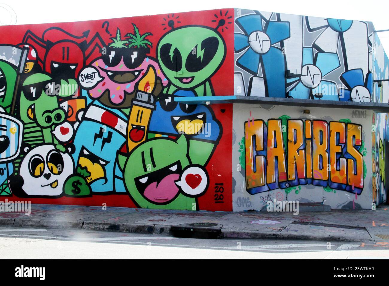 Miami, Floride, États-Unis. Peintures murales à Wynwood Walls. Banque D'Images