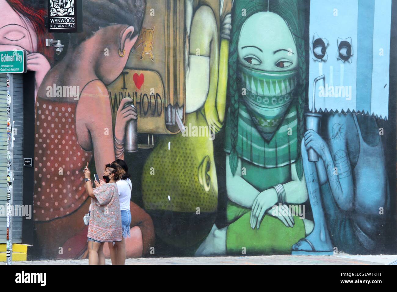 Miami, Floride, États-Unis. Peintures murales à Wynwood Walls. Banque D'Images