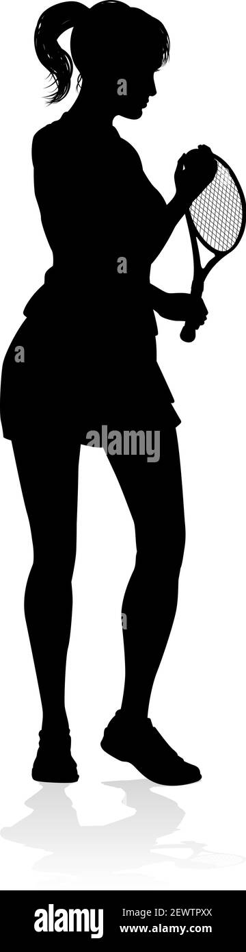 Tennis Player Woman Sport Person Silhouette Illustration de Vecteur