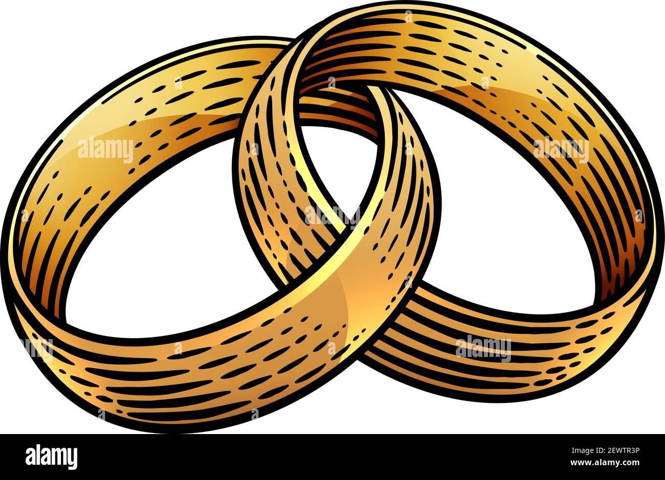 Bagues de mariage bandes Vintage Woodcut Illustration Illustration de Vecteur