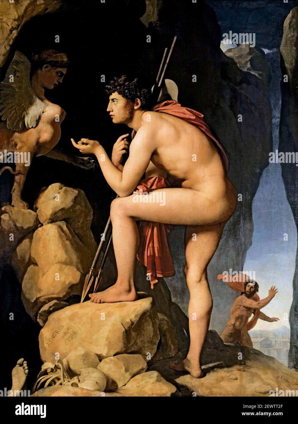 Ingres. Oedipus et le Sphinx (Oedipus expliquant l'Enigma du Sphinx (Oedipe explicable l'énigme du sphinx)) par Jean-Auguste-Dominique Ingres (1780-1867), huile sur toile, 1808 Banque D'Images