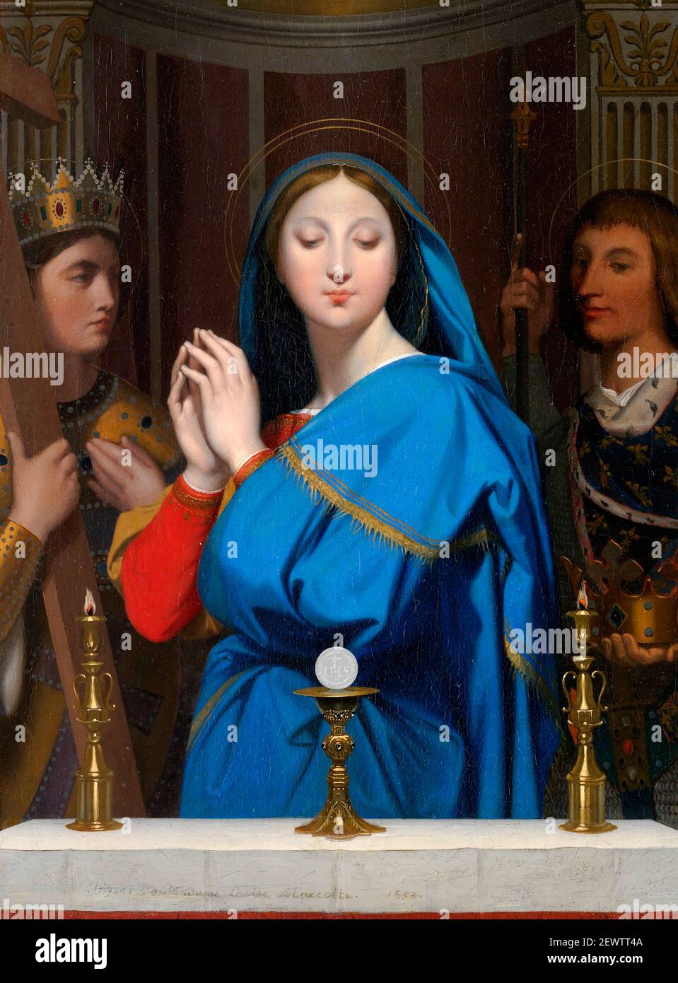 Ingres. La Vierge adorant l'hôte par Jean-Auguste-Dominique Ingres (1780-1867), huile sur toile, 1852 Banque D'Images