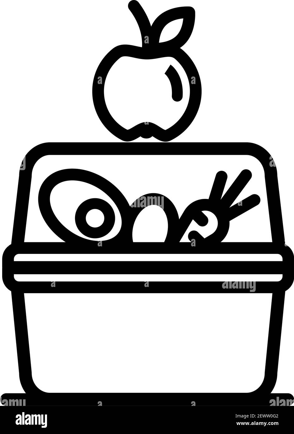 Icône simple de contour de la boîte à lunch. Illustration du vecteur d'icône de la boîte à lunch pour la conception de sites Web isolée sur blanc Illustration de Vecteur