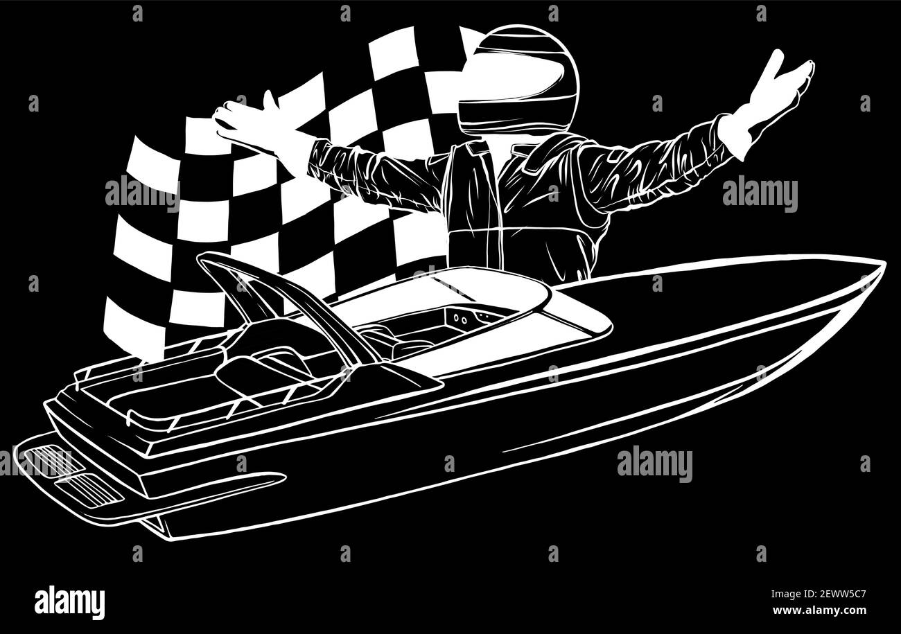 Silhouette Motor boat race Vector illustration design art Illustration de Vecteur