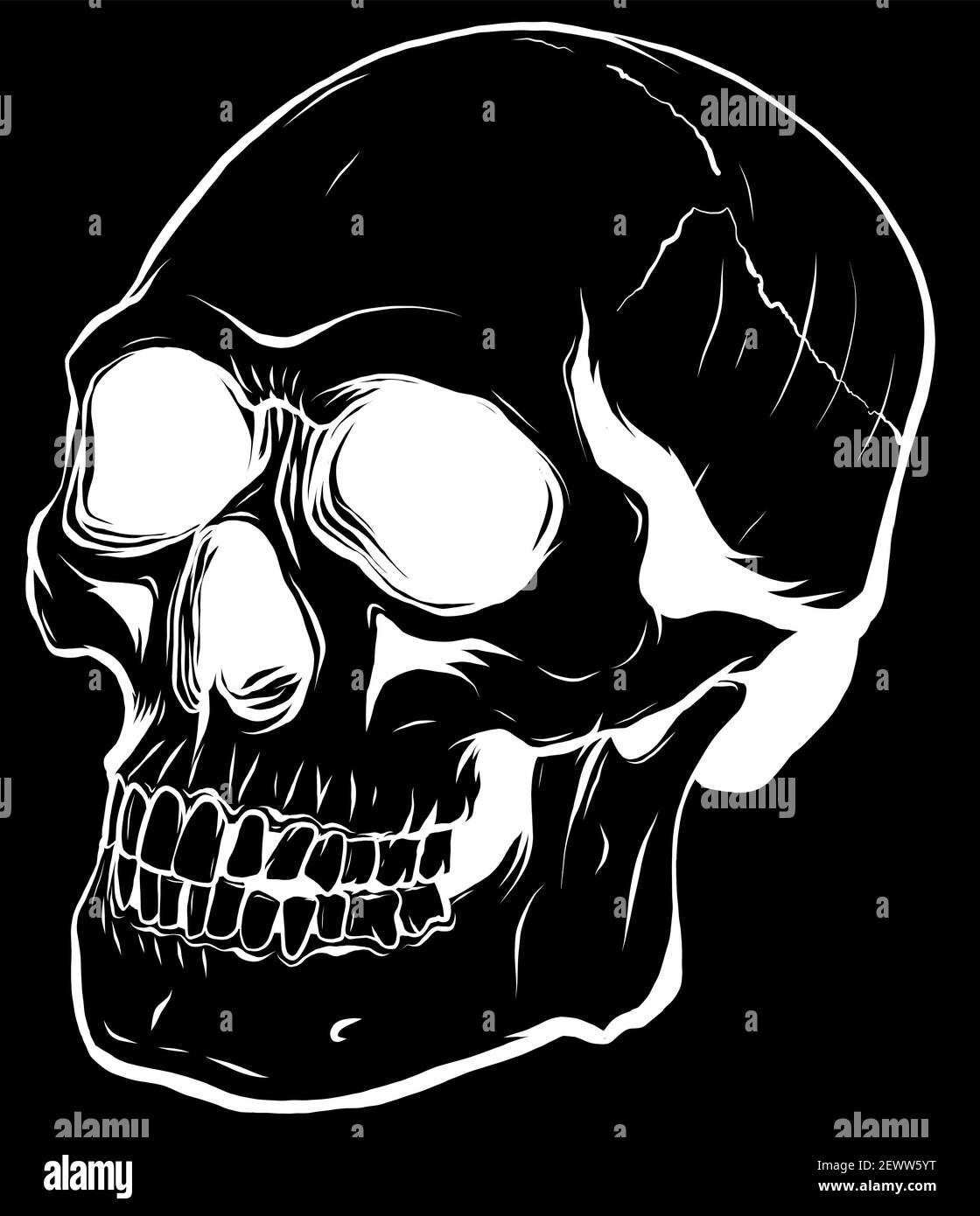 Silhouette crâne rouge réaliste. Illustration vectorielle pour concepteur sur fond blanc. Illustration de Vecteur