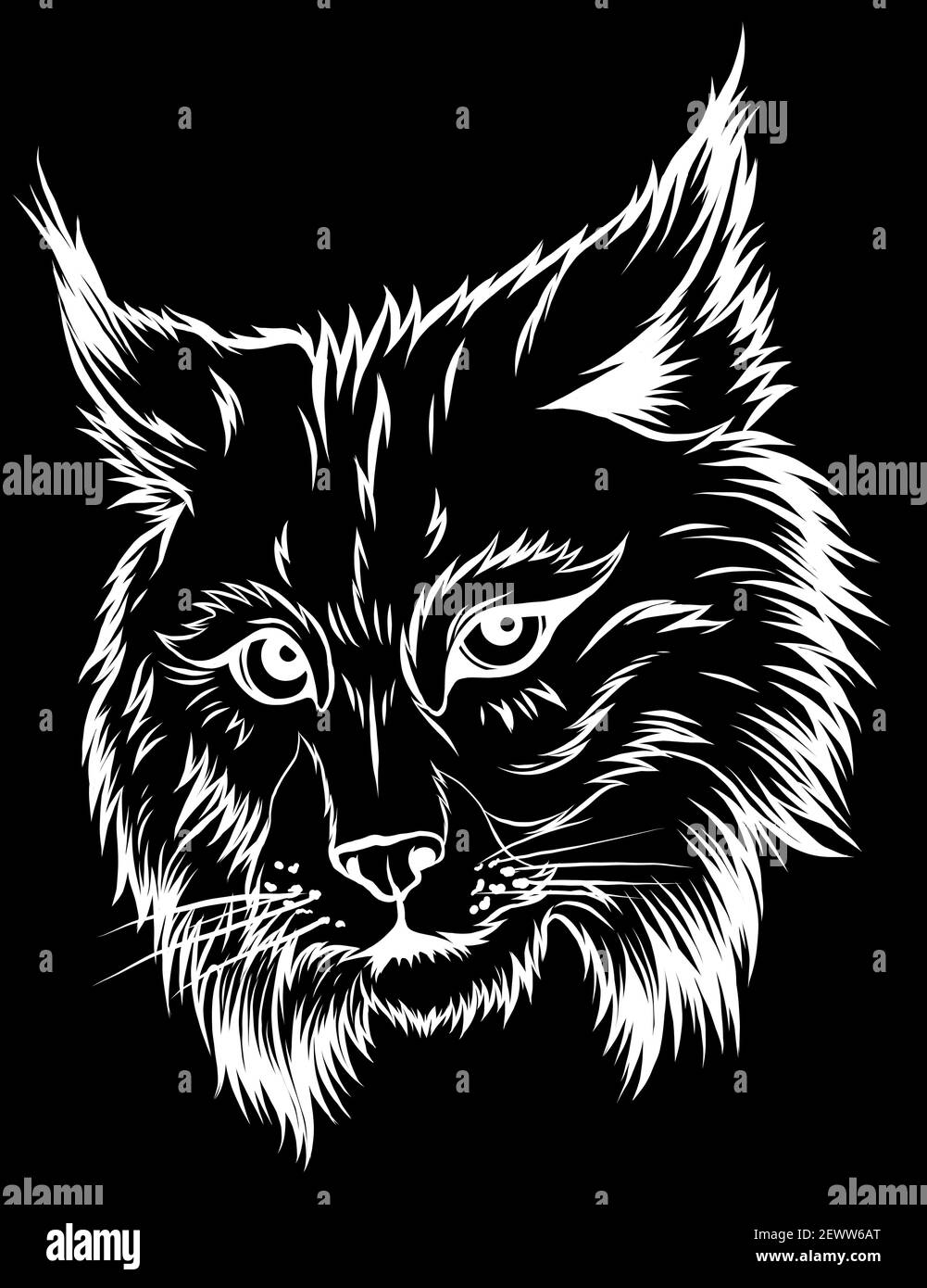 Illustration du vecteur isolé du lynx eurasien. Icône d'esquisse d'animal sauvage vectorisé à la main. Illustration de Vecteur
