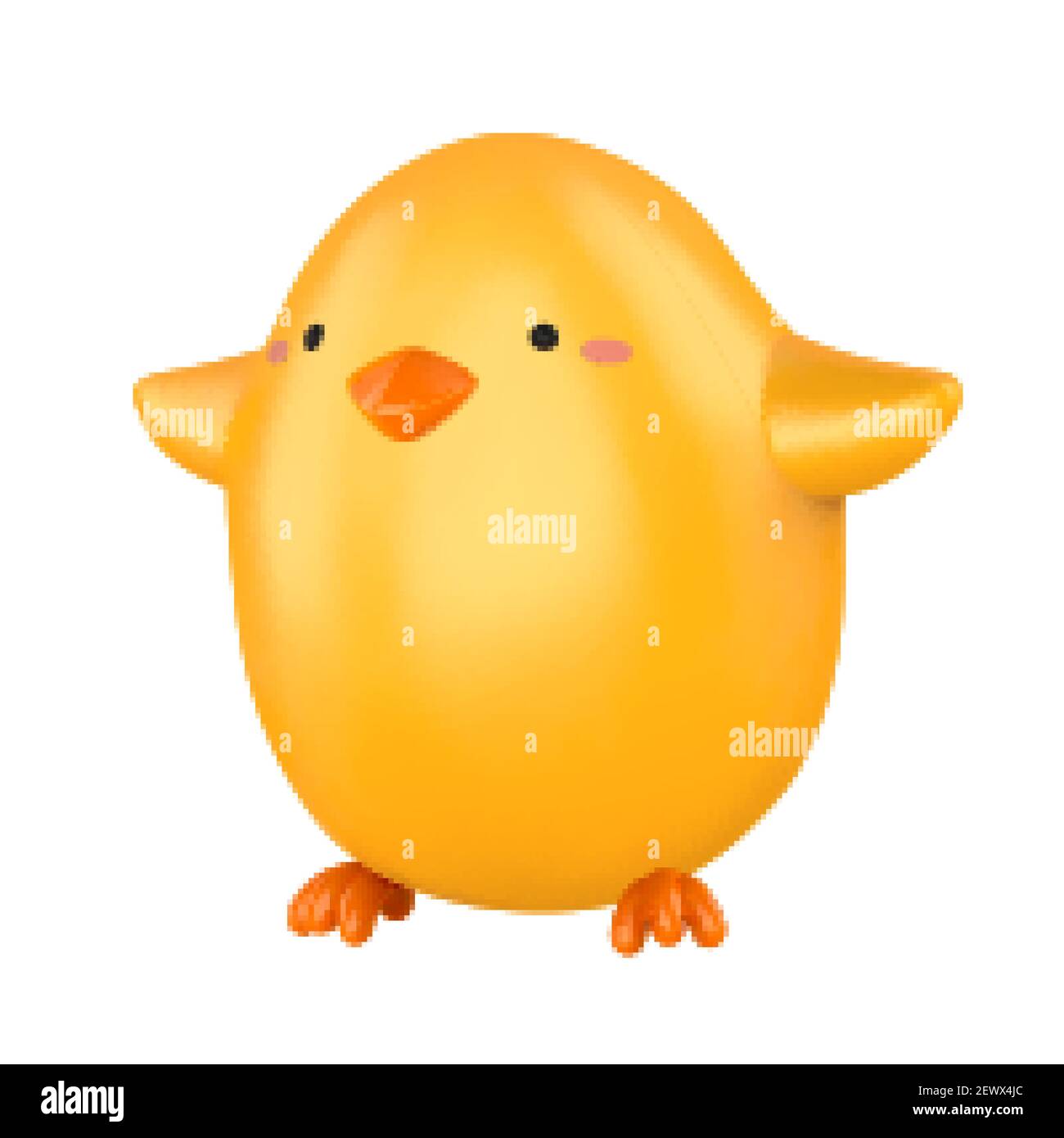 personnage de poussin de bébé jaune mignon 3d isolé sur fond bleu. Illustration de Vecteur