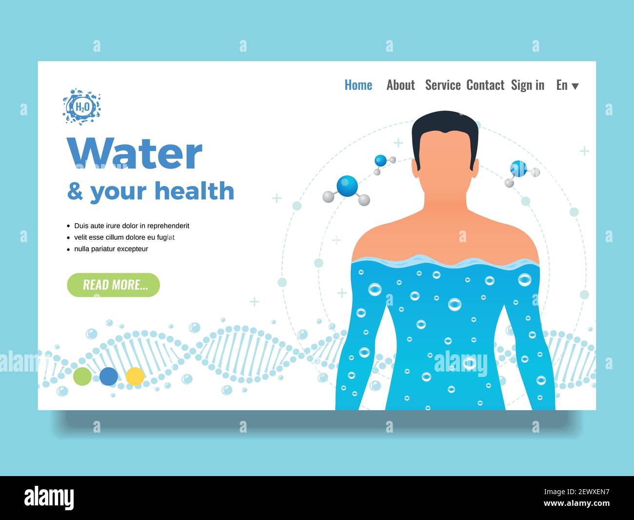 Conception du corps et du site d'eau avec symboles des fonctions d'eau plats illustration vectorielle Illustration de Vecteur
