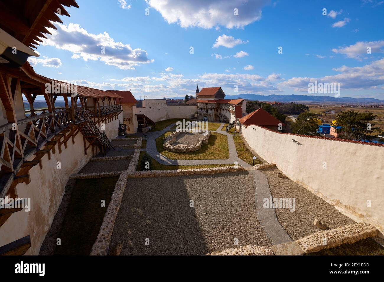 28 février 2021 : images de la forteresse de Feldioara, commune de Feldioara, comté de Brașov, a été construite au XIIIe siècle, la forteresse de Feldioara étant la TH Banque D'Images