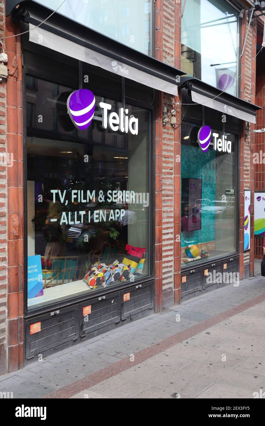 STOCKHOLM, Suède - le 23 août 2018 : opérateur de télécommunications Telia store à Stockholm, en Suède. Il y a plus de 14 millions d'usager mobile active Banque D'Images