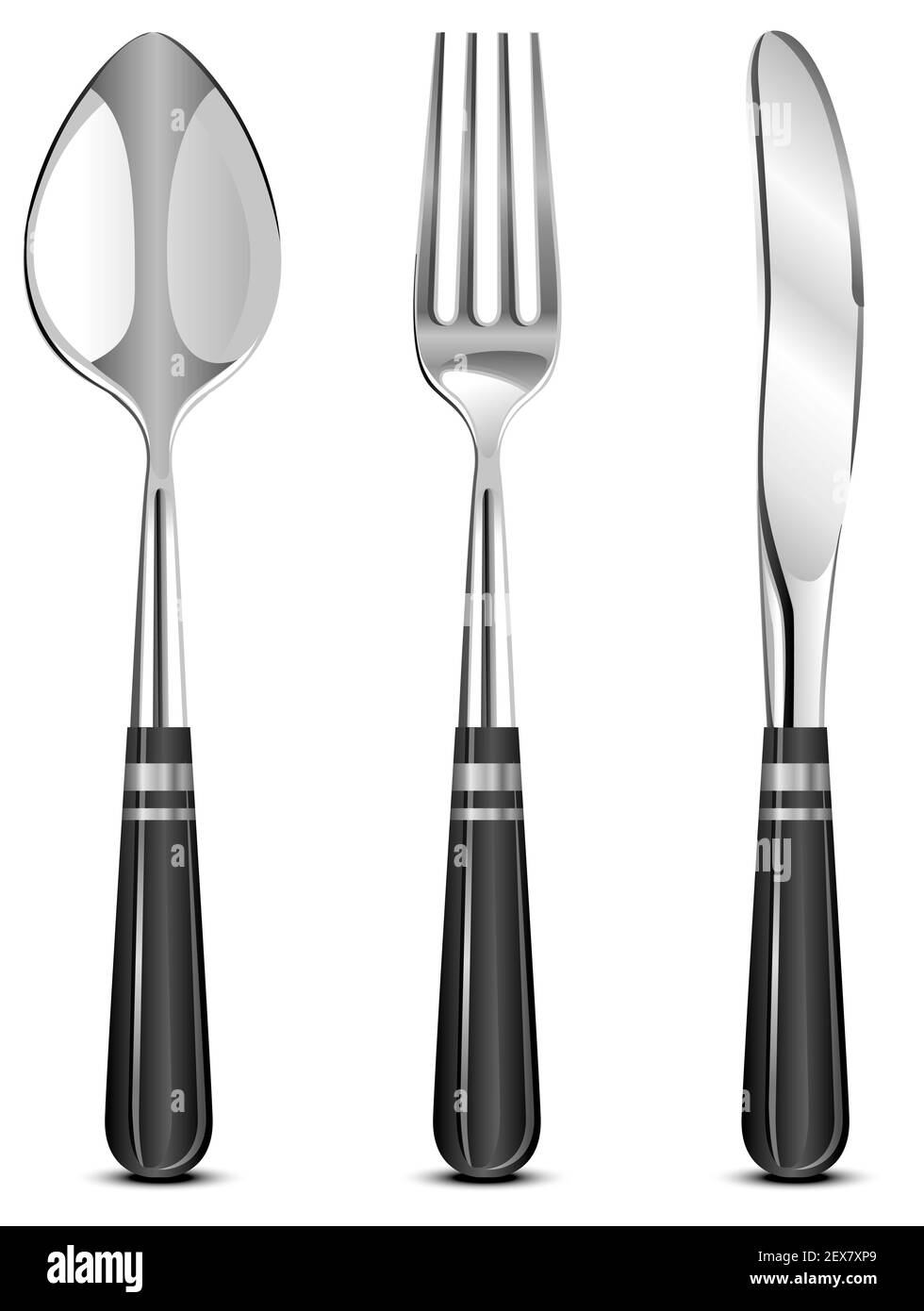 Fourchette cuillère ensemble de couteaux graphique noir blanc isolé dessin  illustration vecteur Image Vectorielle Stock - Alamy