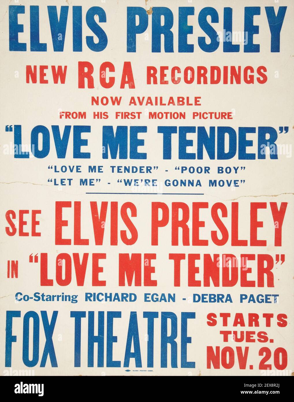 Écriteau Elvis Presley / panneau d'affichage enregistrements RCA « Love Me Tender » Banque D'Images