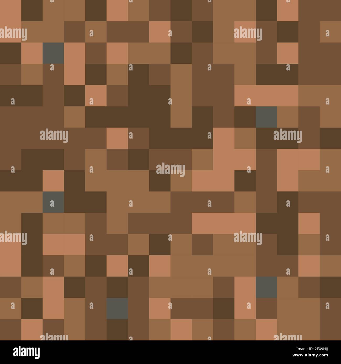Arrière-plan de bloc de terre de style pixel Minecraft. Concept de jeu terrain pixelated fond carré sans couture. Illustration vectorielle. Illustration de Vecteur