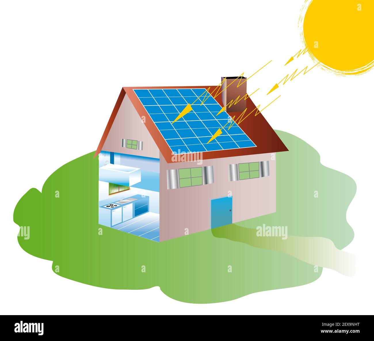 Maison avec des panneaux solaires Banque D'Images