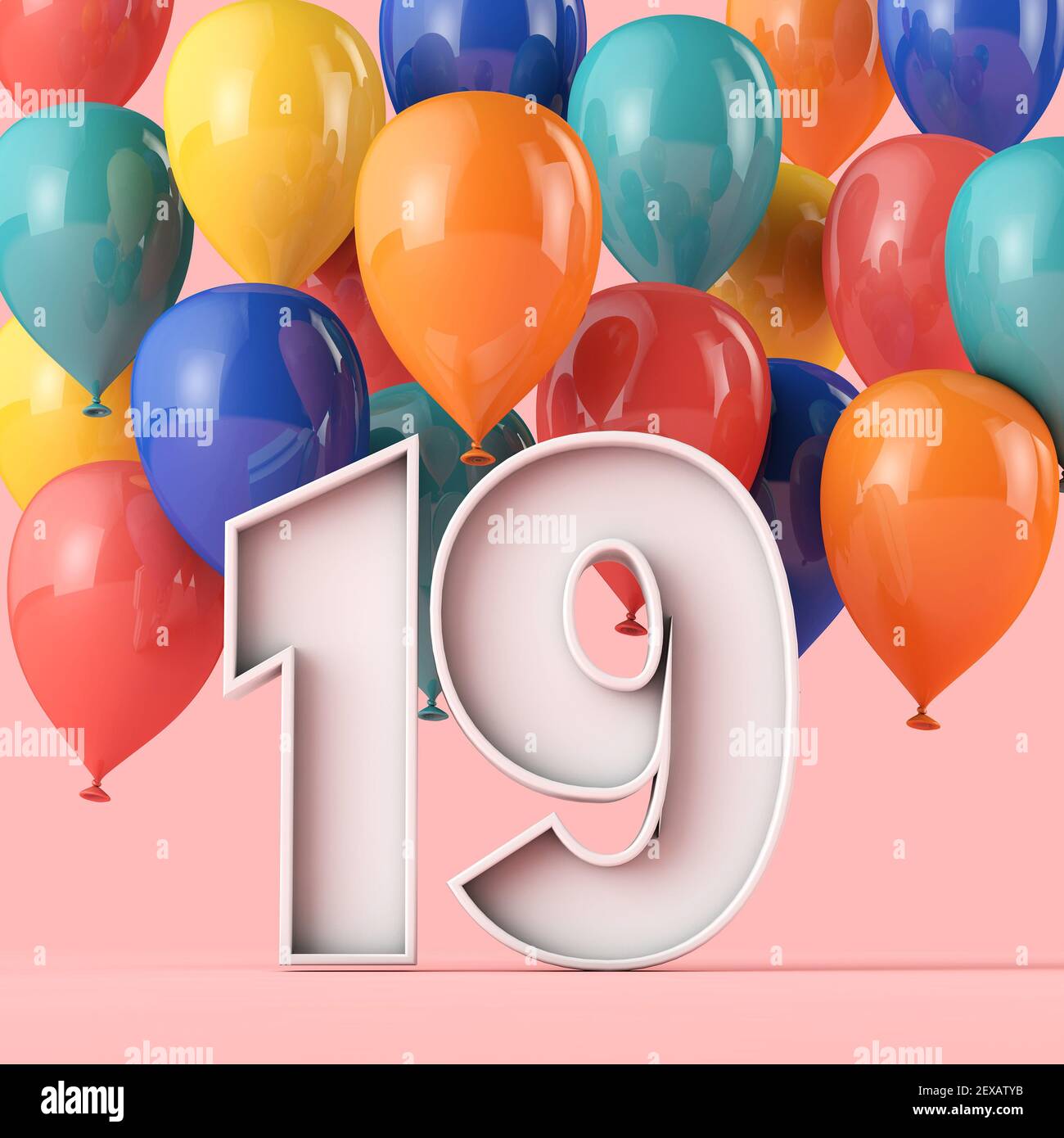 Joyeux Anniversaire 19 Ans Carte De Voeux Couleur De L Affiche Photo Stock Alamy