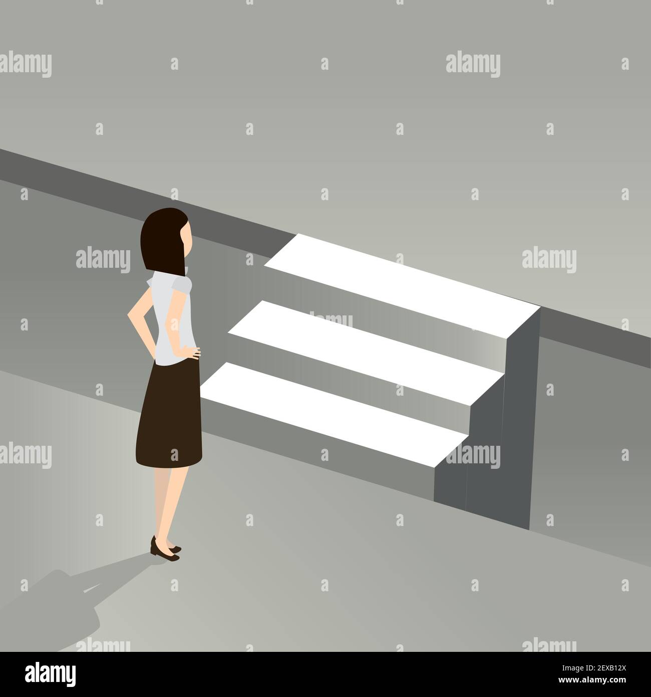 femme d'affaires debout marches conception d'escaliers Illustration de Vecteur
