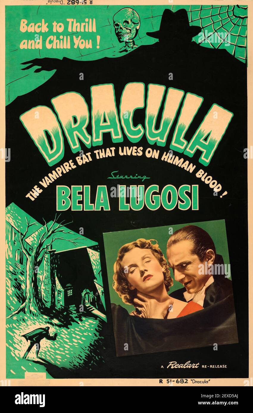 Dracula feat. Bela Lugosi. Affiche / image de film d'horreur ancienne et vintage. À l'origine 1931. Il s'agit d'une réédition. Banque D'Images