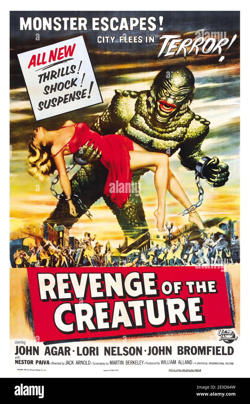 Vengeance de la créature (alias Retour de la créature et Retour de la créature du lagon Noir) affiche de film vintage. 1955. Banque D'Images