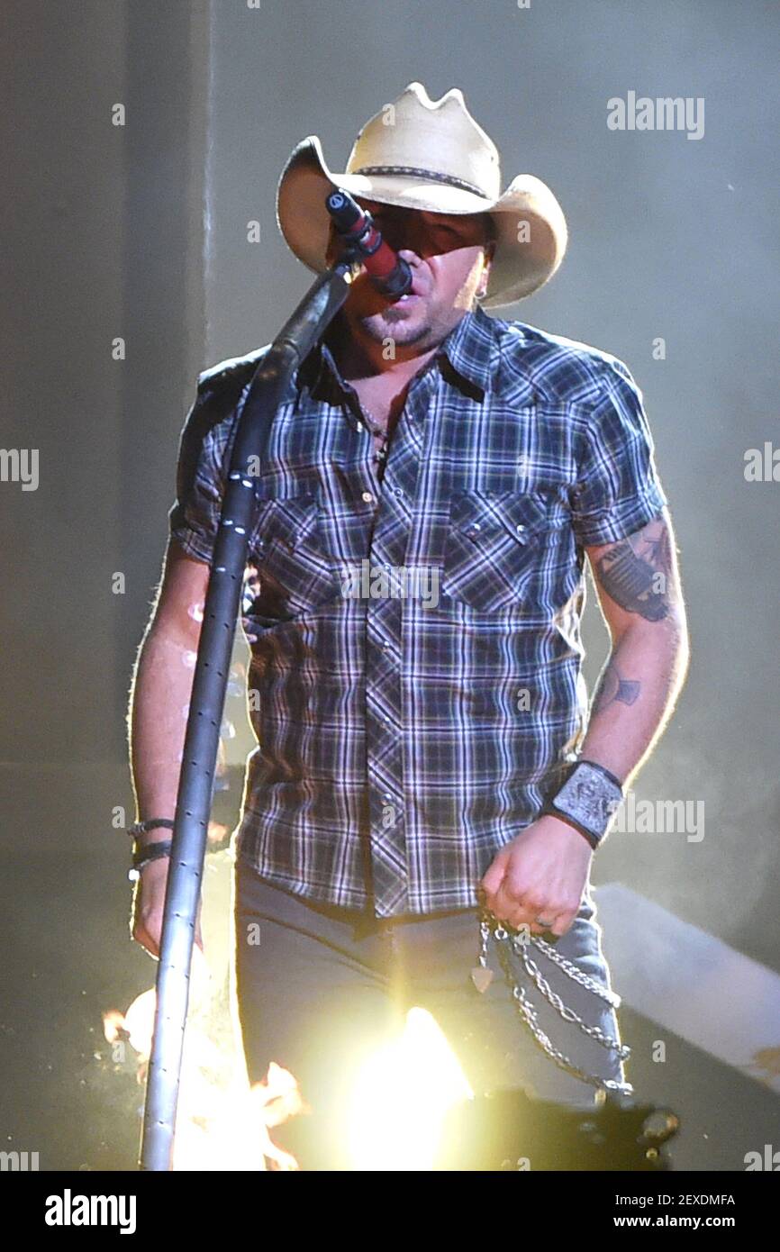 4 novembre 2015 - Nashville, Tennessee - Jason Aldean. 49e CMA Awards, la plus grande soirée de Country Music, a eu lieu au Bridgestone Arena. Crédit photo: Laura Farr/AdMedia *** Veuillez utiliser le crédit du champ de crédit *** Banque D'Images