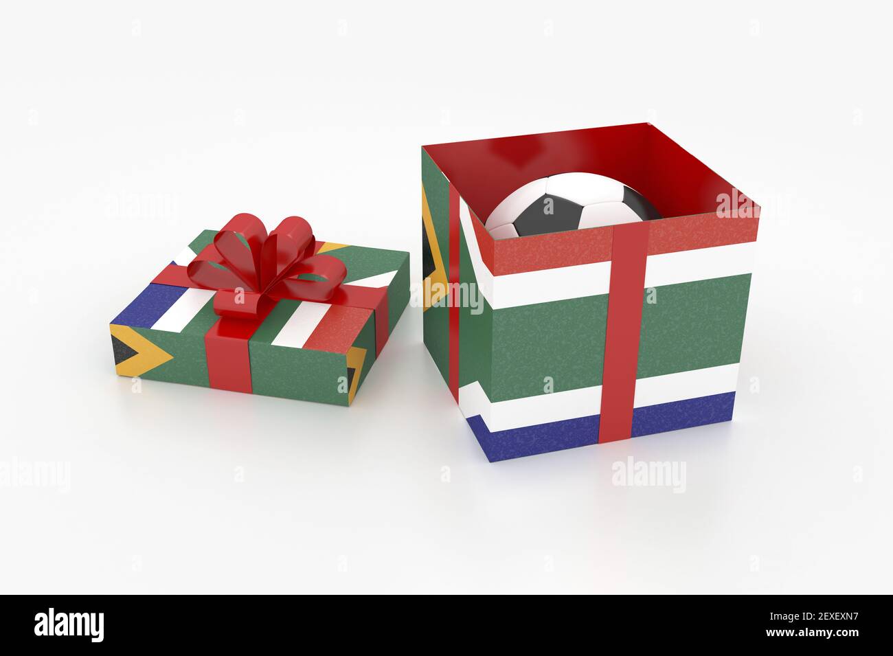 Boîte cadeau Afrique du Sud avec ballon de football Photo Stock - Alamy