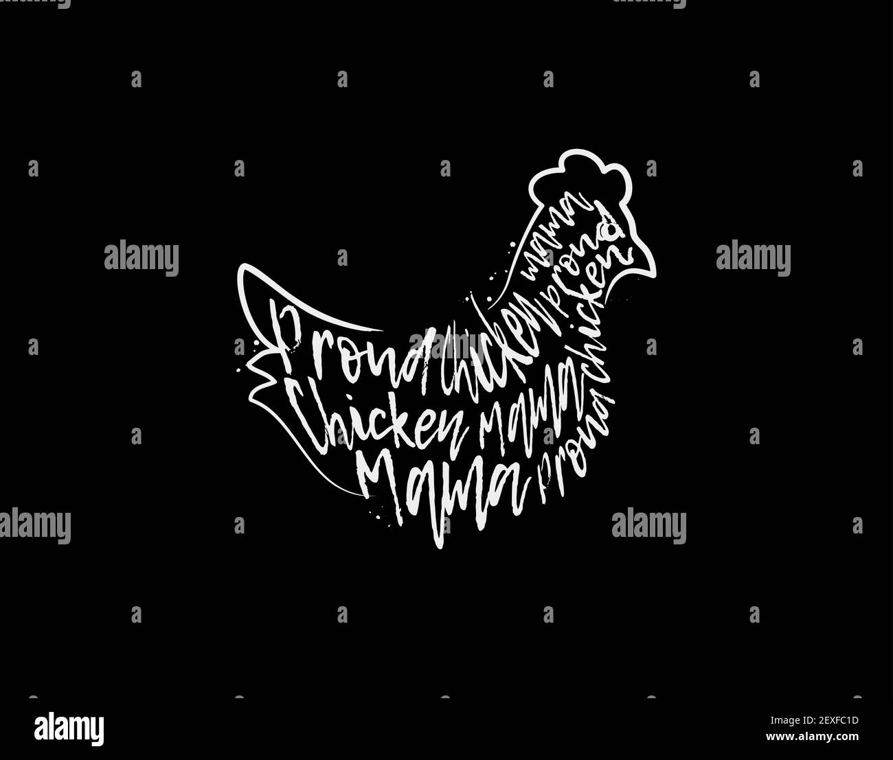 Texte de la mama de poulet de fierté texte sur fond noir en vecteur illustration Illustration de Vecteur