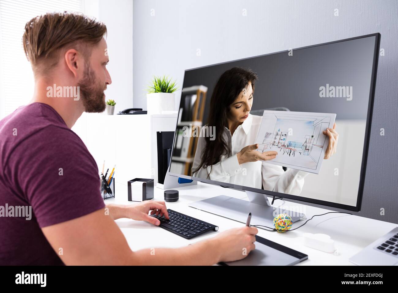 Webinaire virtuel de formation en ligne. Conférence de gestion Banque D'Images