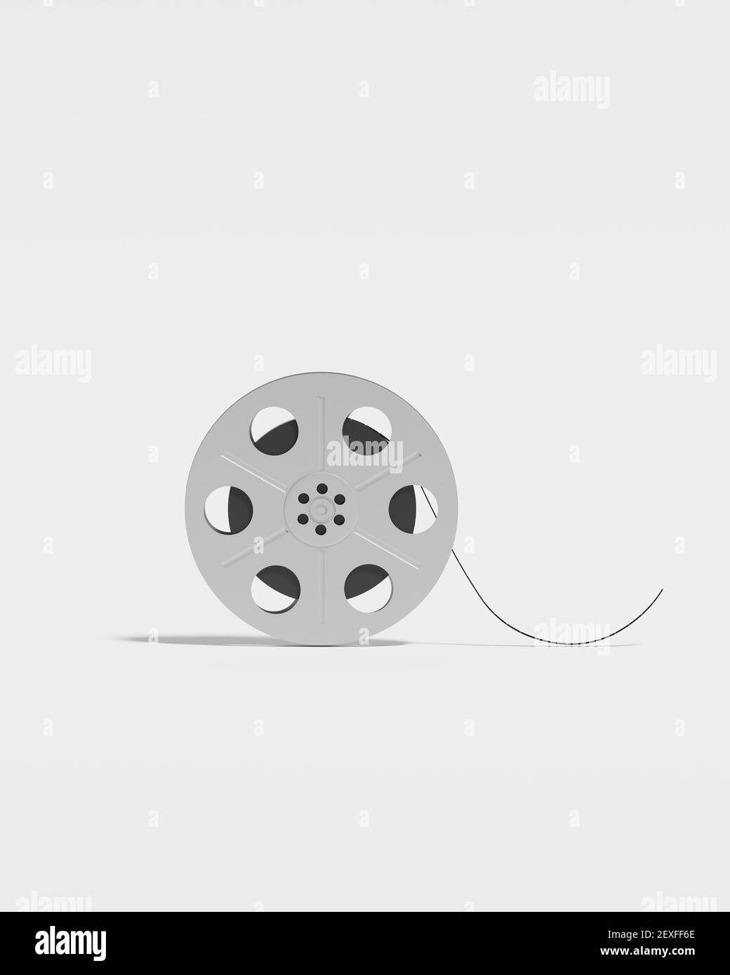 Un seul rouleau de film sur fond blanc - rendu 3D Banque D'Images