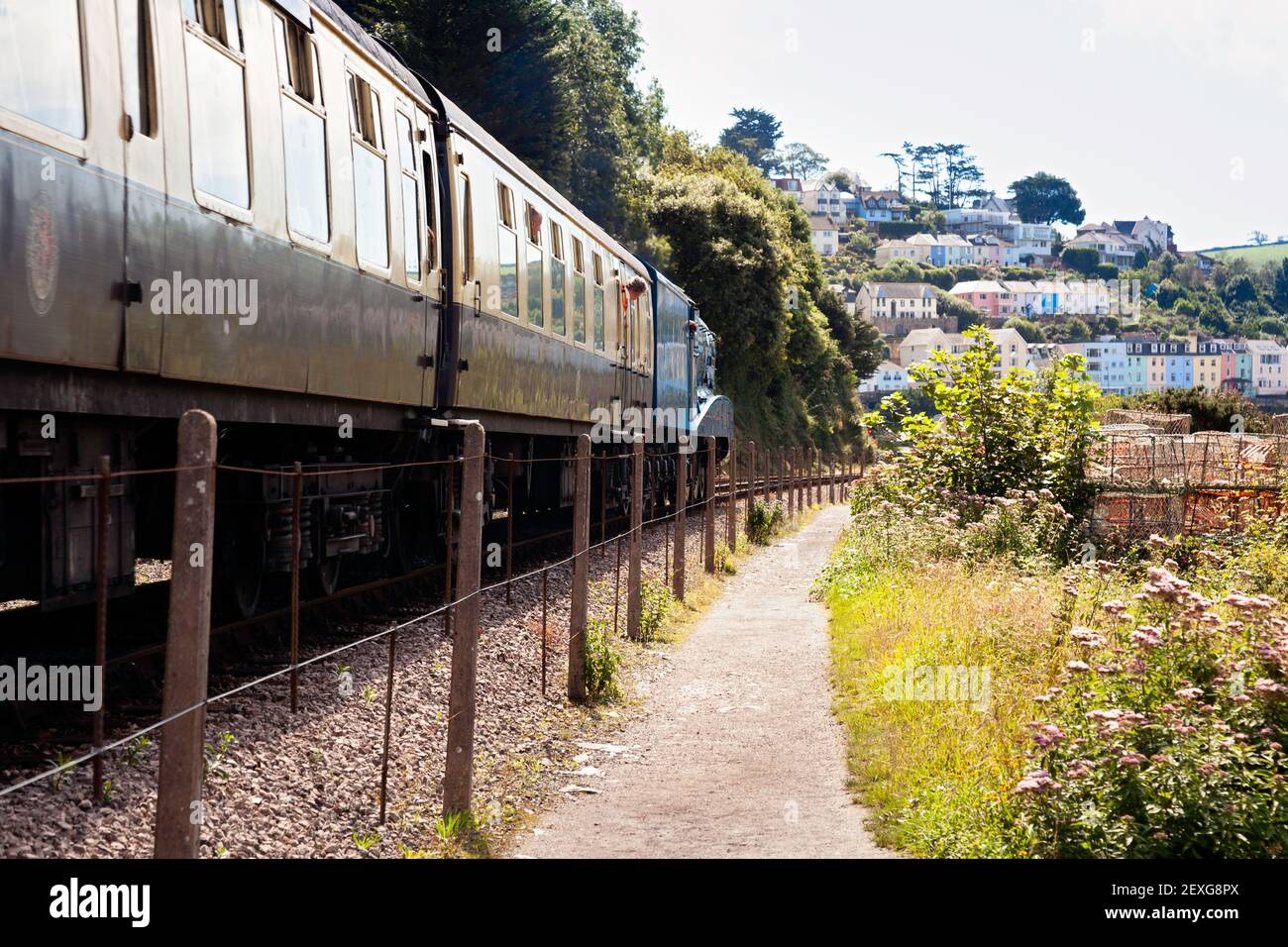 Angleterre, Devon, LNER A4 Pacific 'Bittern' en direction de Torbay Express dans Kingswear sur le Dartmouth Steam Railway Banque D'Images