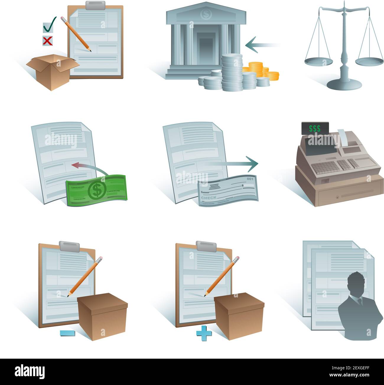 Icônes de comptabilité Banque D'Images