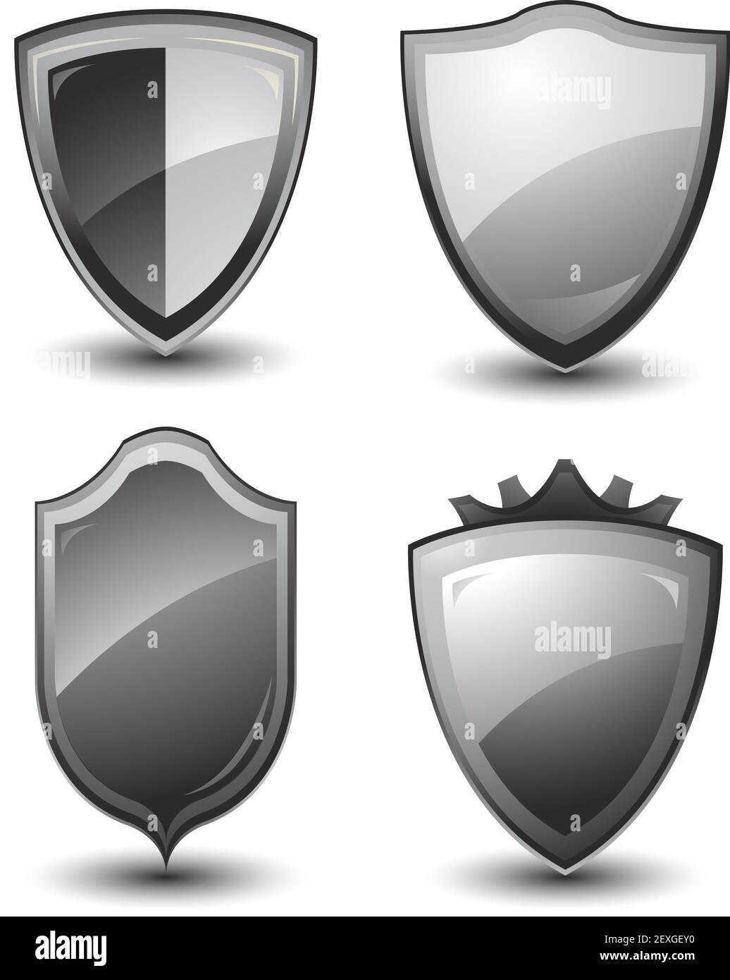 Les boucliers d'argent vecteur Banque D'Images