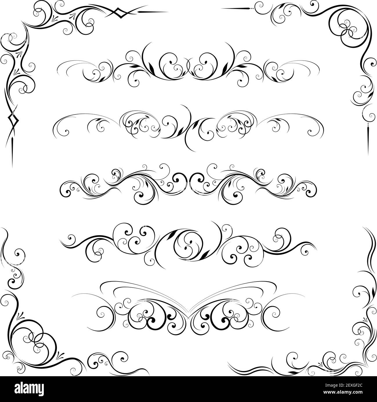 Coins ornés et diviseurs de la page Banque D'Images