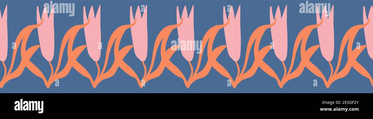 rangée de fleurs printanières avec bordure vectorielle sans couture Illustration de Vecteur