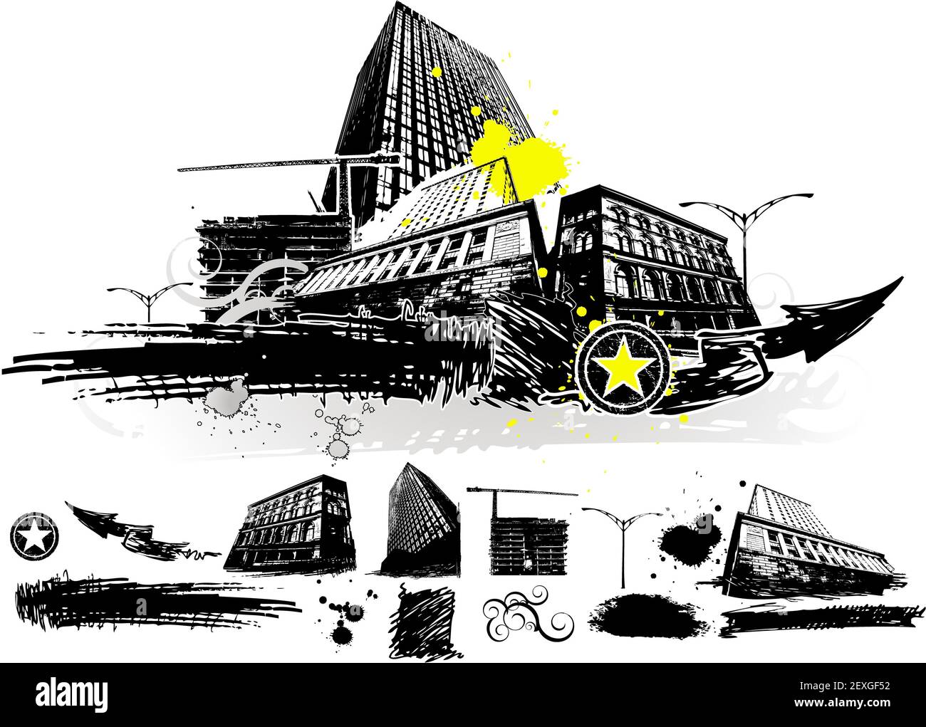 Éléments de design urbain ville Banque D'Images