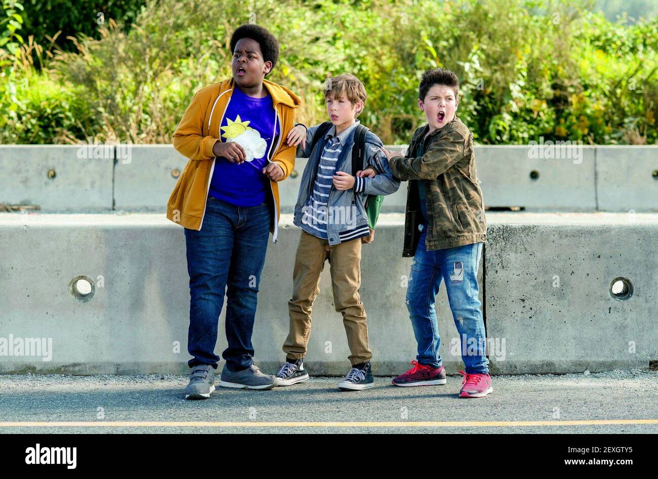 KEITH L. WILLIAMS, JACOB TREMBLAY, BRADY MIDI, BONS GARÇONS, 2019 Banque D'Images
