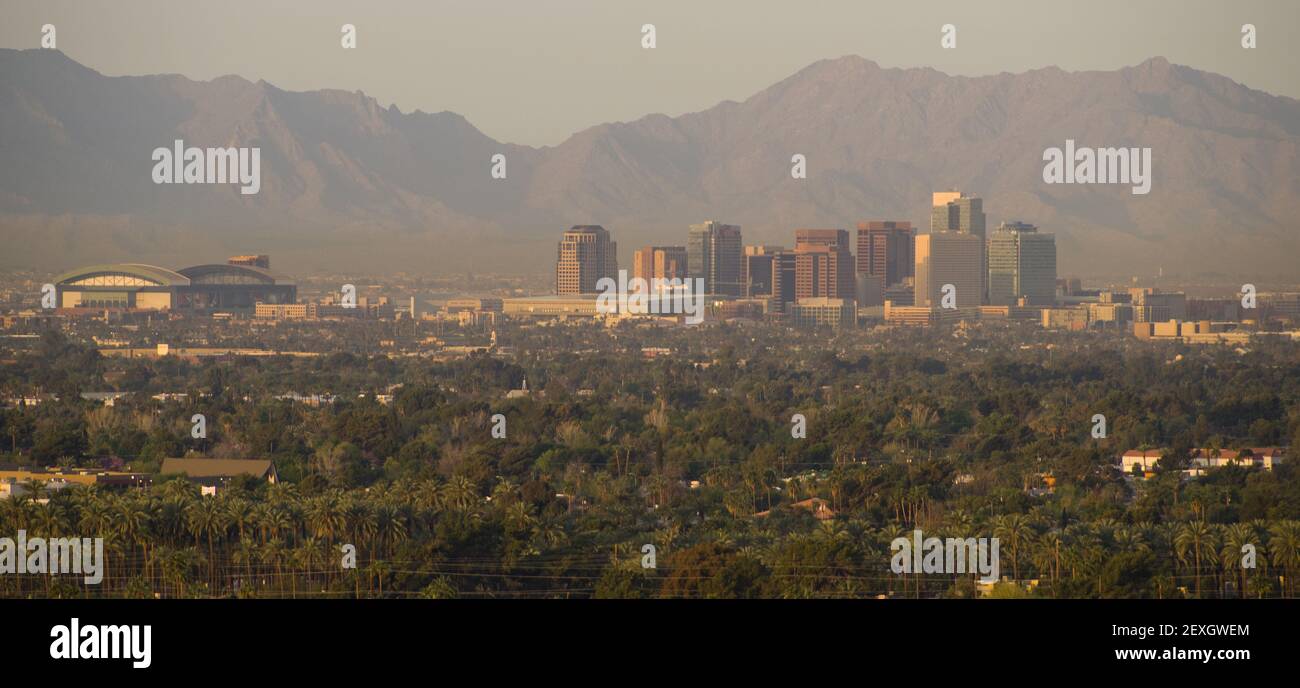 Phoenix Arizona Downtown City Skyline matin Banque D'Images