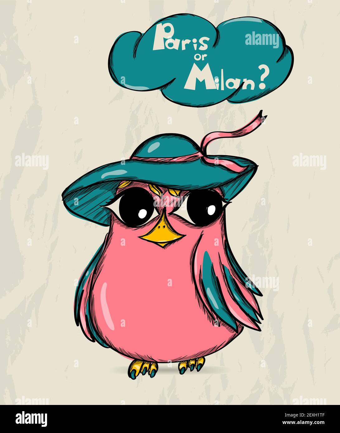 Avec l'affiche de funny bird. Banque D'Images