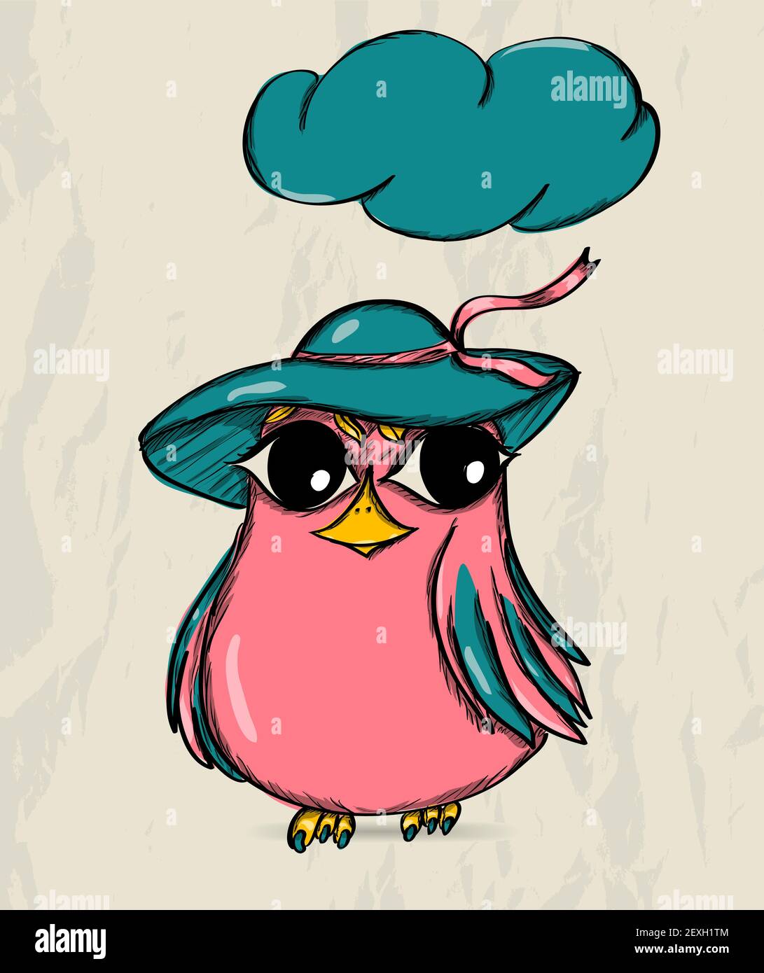 Avec l'affiche de funny bird. Banque D'Images