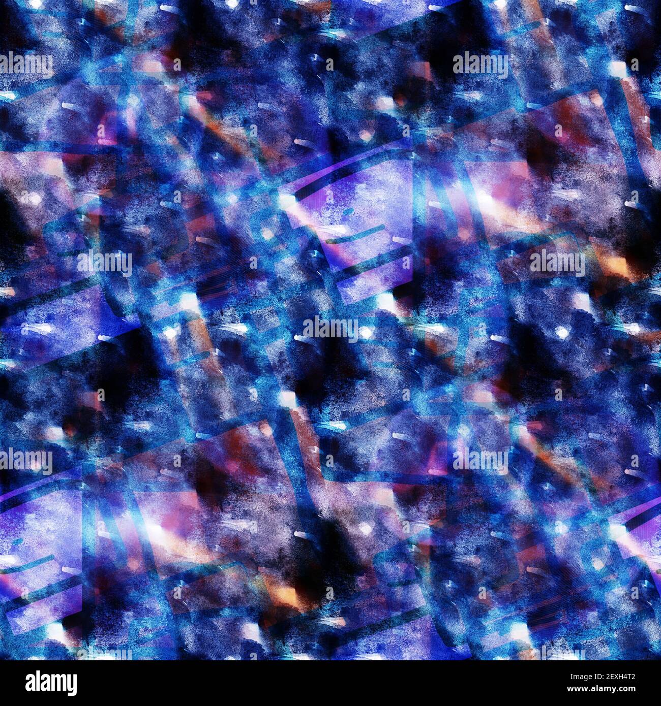 Papier peint bleu abstrait mer vagues aquarelle texture sans couture ha Banque D'Images