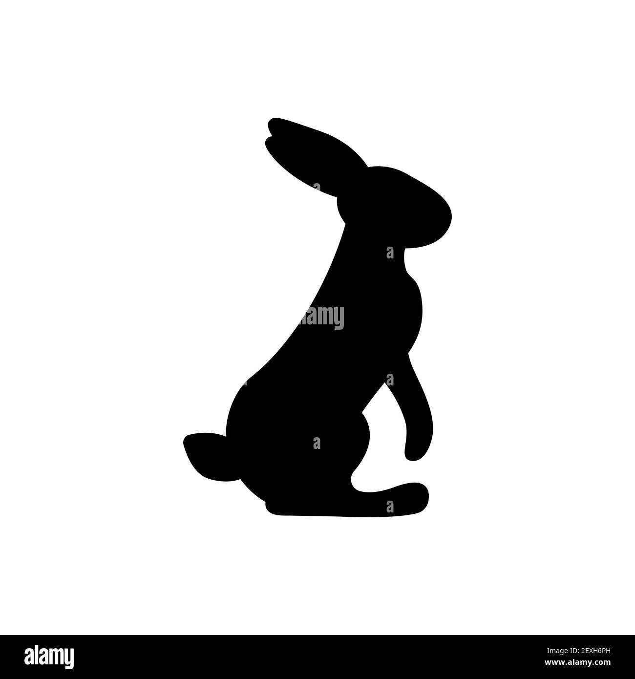 Illustration vectorielle d'un lapin assis qui se prépare à sauter. Silhouette noire sur fond blanc Illustration de Vecteur