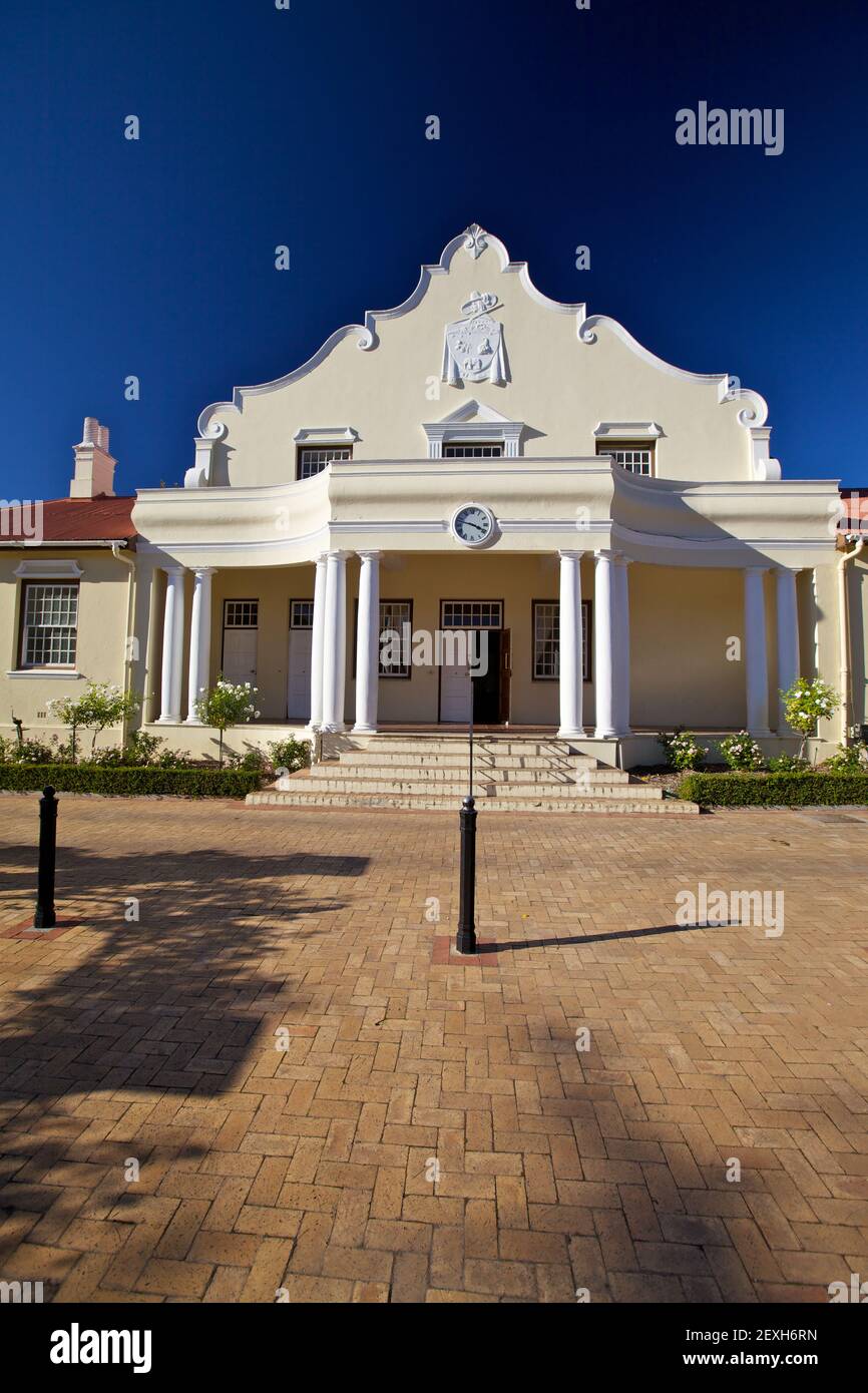 Hôtel de ville d'architecture du Cap-néerlandais à Franschhoek le Cap Banque D'Images