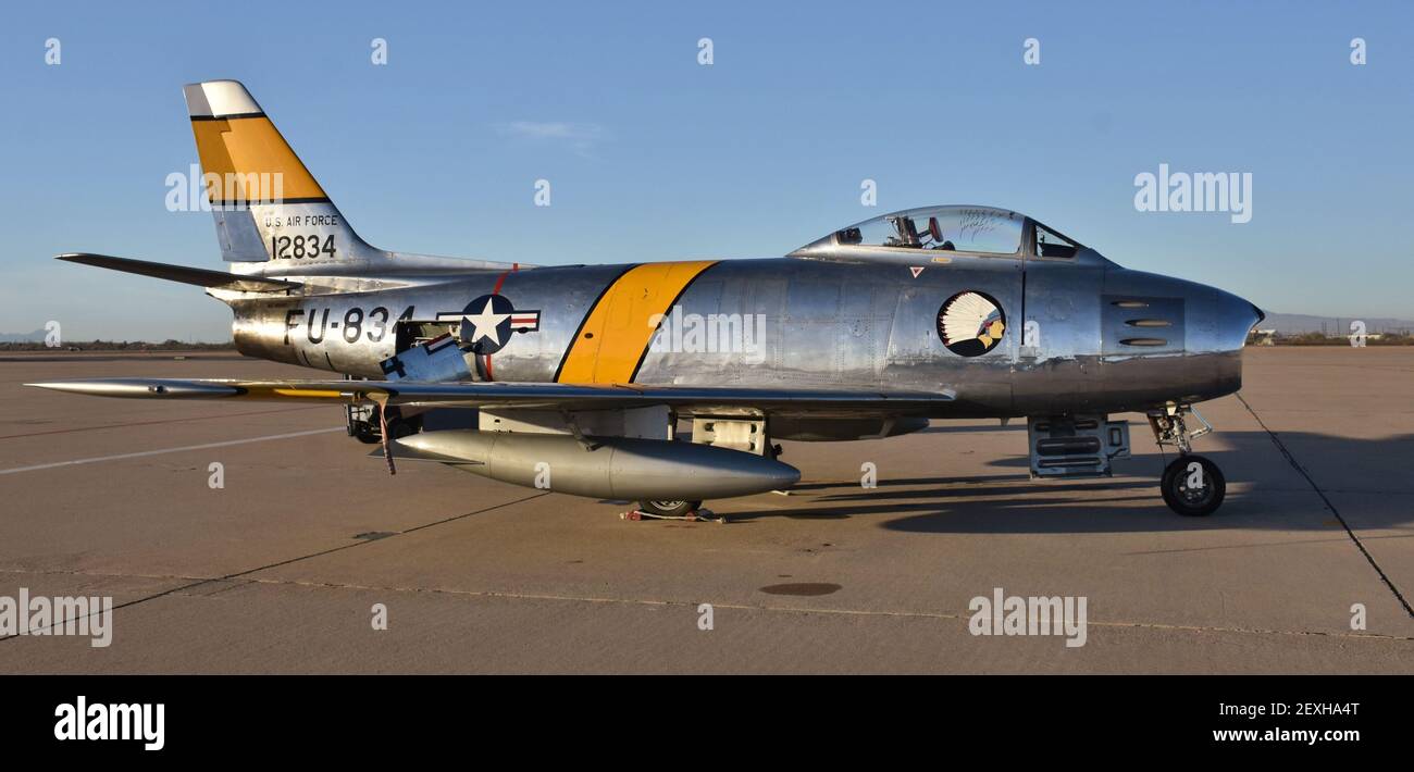 Un avion F-86E Sabre NX1F d'époque de la U.S. Air Force Banque D'Images