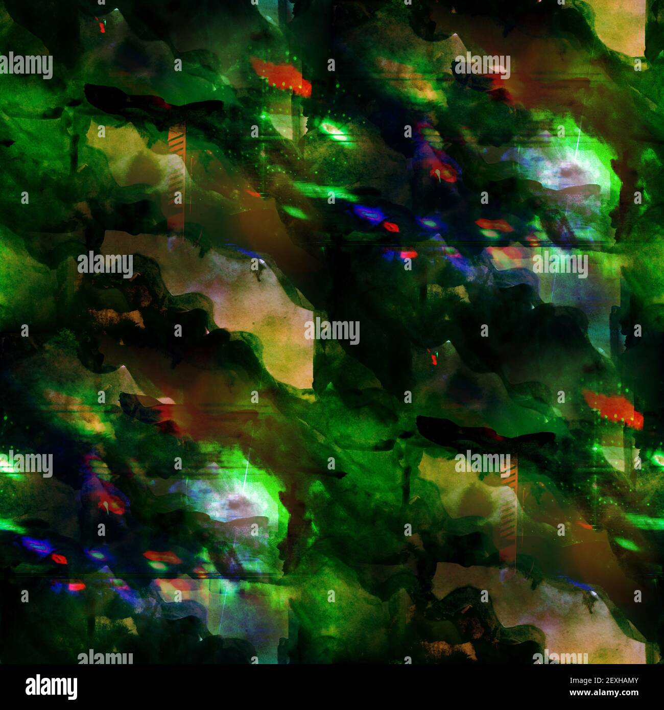 Fond vert, jaune sans couture aquarelle couleur eau art abstrait Banque D'Images