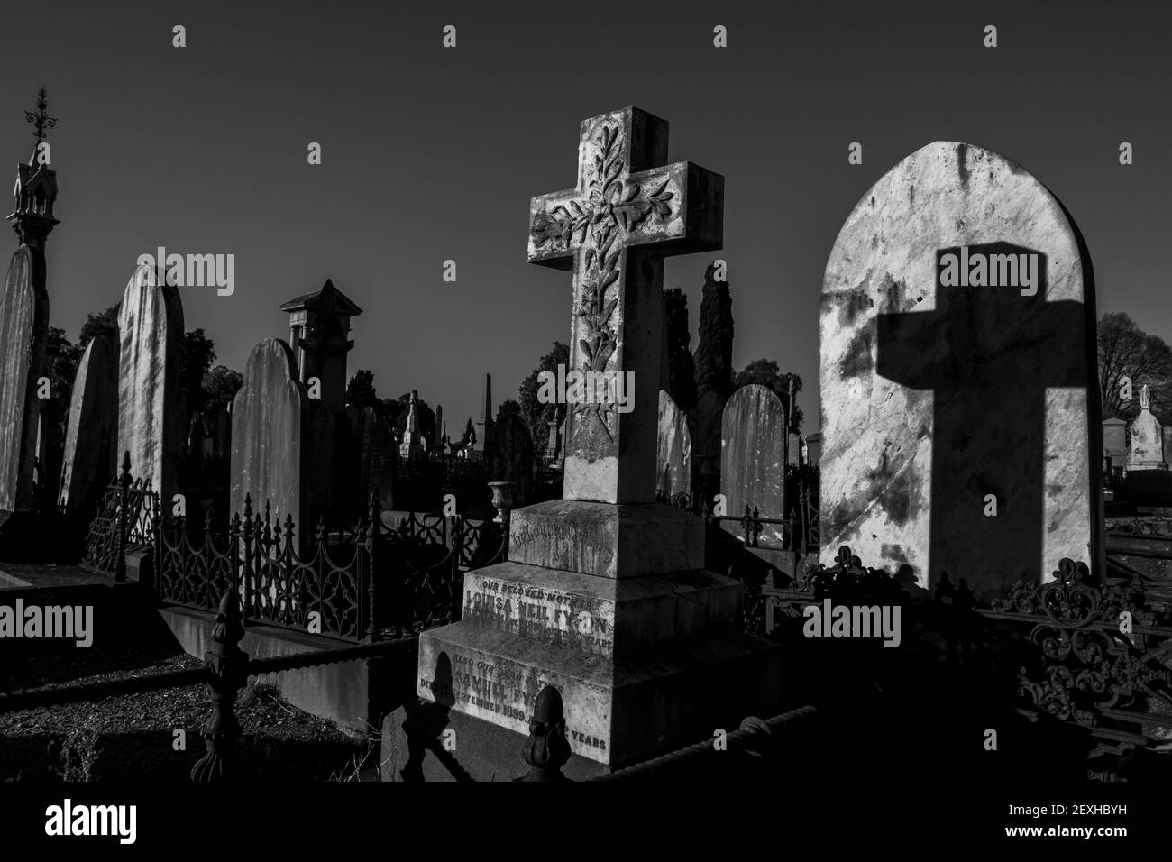 Tombes dans le cimetière général de Melbourne Carlton, Victoria, Australie Banque D'Images