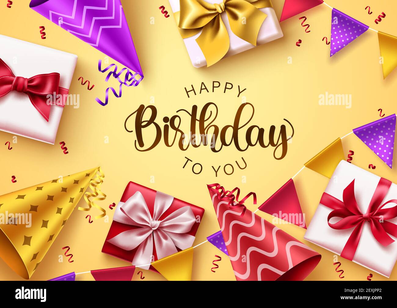 Joyeux Anniversaire Texte Vector Fond Design Typographie D Anniversaire Sur Fond Jaune Avec Elements De Fete Colores Et Cadeaux Pour Carte De Vœux Image Vectorielle Stock Alamy Joyeux Anniversaire Texte Vector Fond Design Typographie D Anniversaire Sur Fond Jaune Avec Elements De Fete Colores Et Cadeaux Pour Carte De Vœux Image Vectorielle Stock Alamy