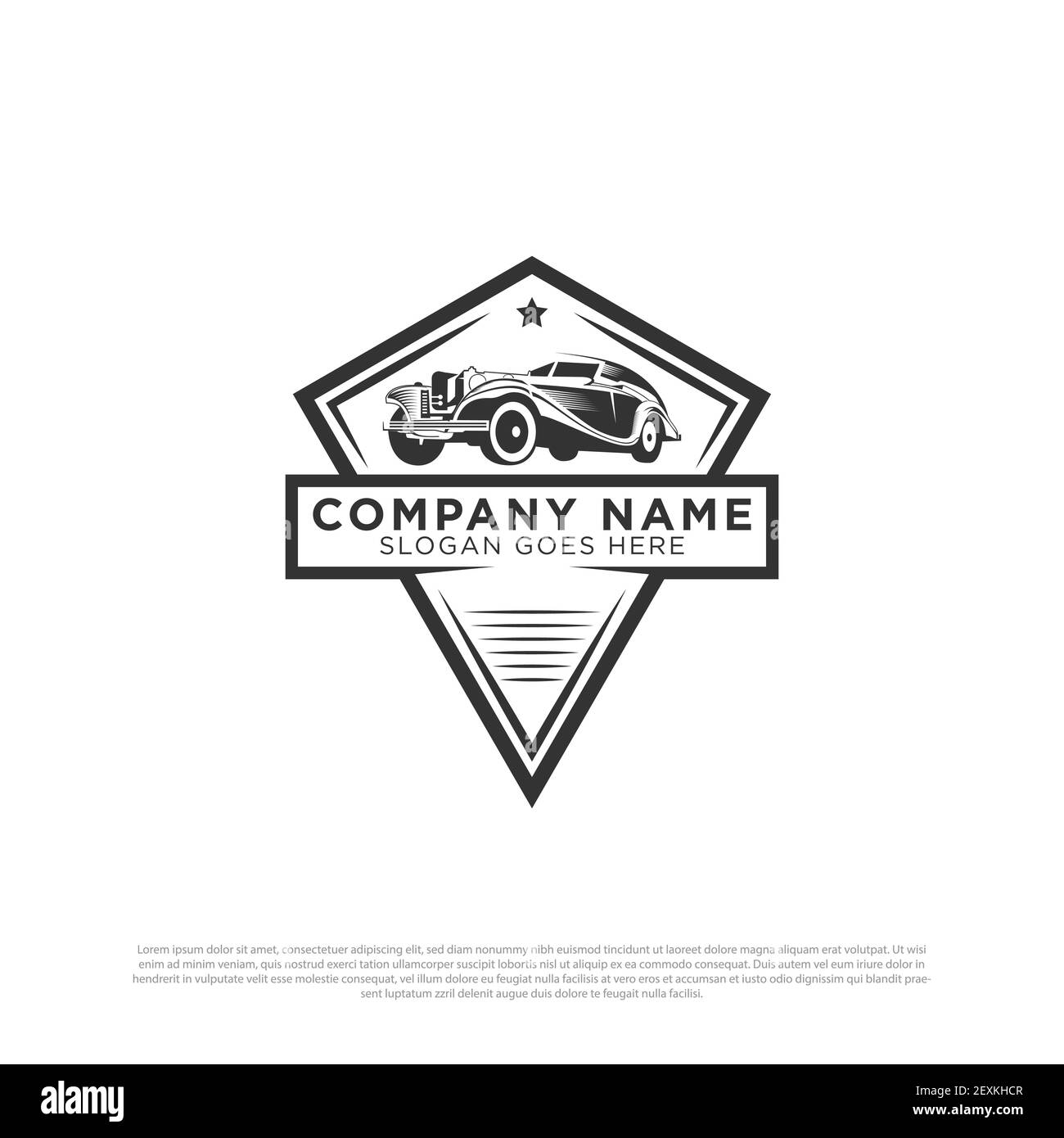 Restauration Classic car logo vecteur , emblèmes et badges. Véhicule rétro, ancienne voiture garage logo illustration Free Vector Illustration de Vecteur