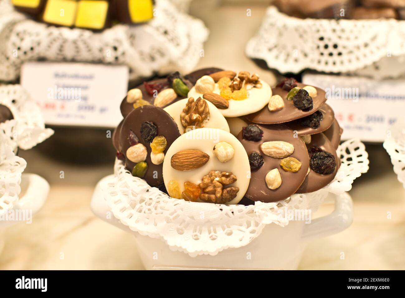 Chocolat belge aux noix Banque D'Images